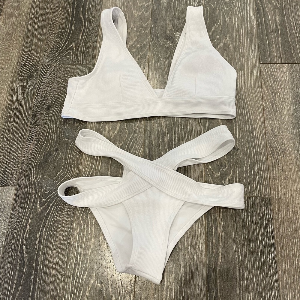 White strappy bikini